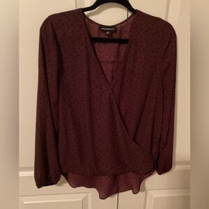 Fortune + Ivy Cayren Surplice Blouse Burgandy Medium